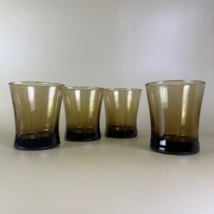 Vintage Smoky Brown Tapered Glass Tumblers | Set of 4 | MCM Barware